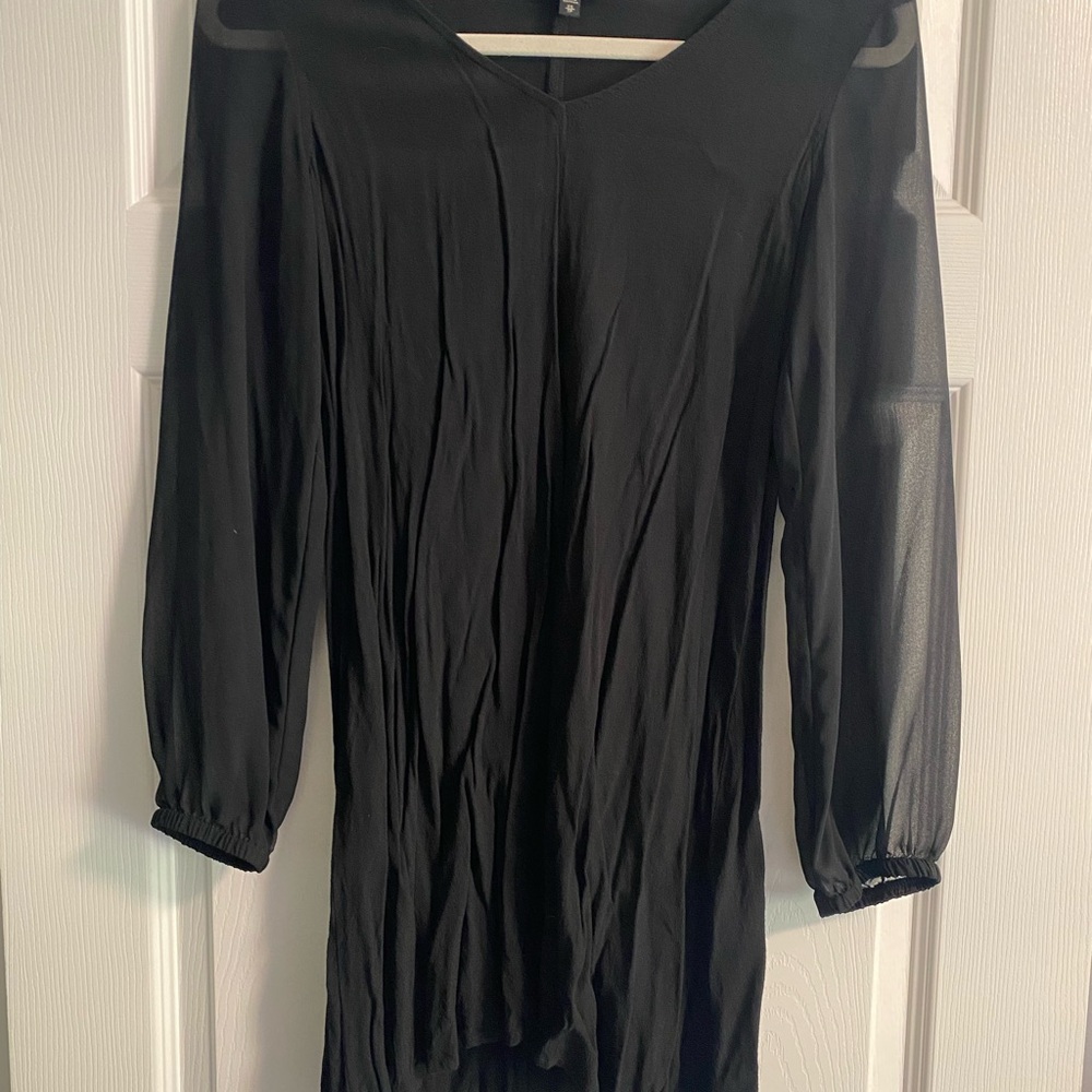 Express Black Long Sleeve Dress with Sheer Accents